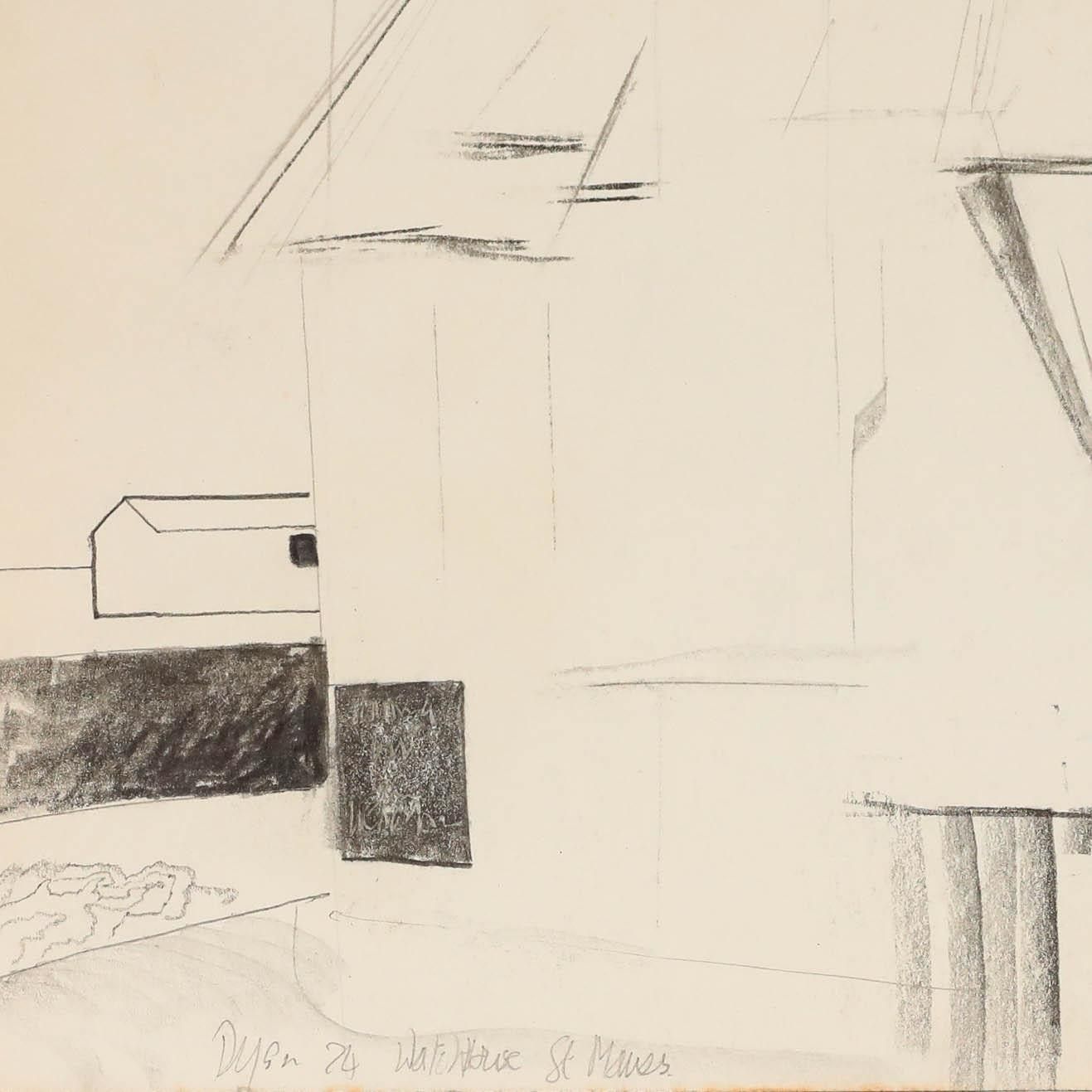 Julian Dyson (1936 2003) 1974 Graphite Drawing, Watch House, St Mawes photo for sale