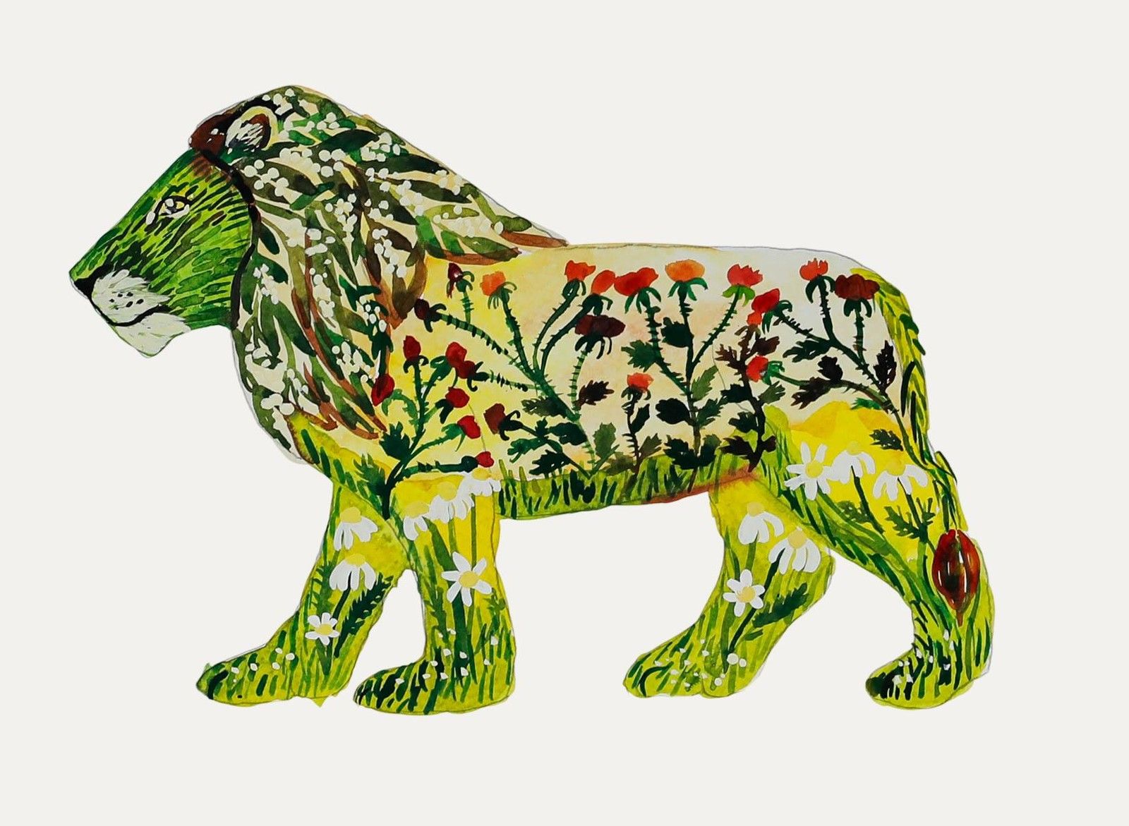 Jemma Jamie 2025 Watercolour, Flora Lion I photo furniture