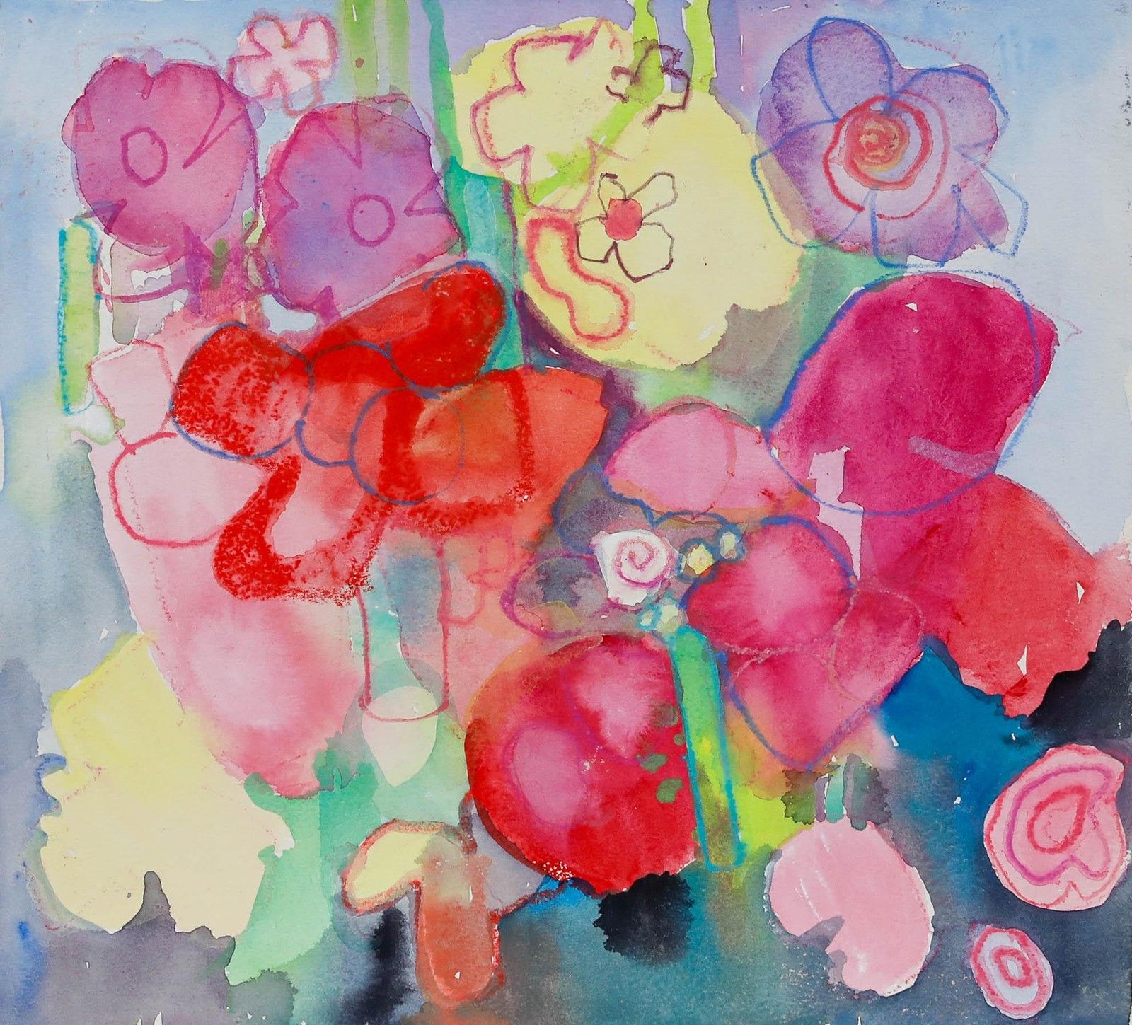 Nola Armstrong 20th Century Mixed Media, Bouquet In Purple And Red photo furniture