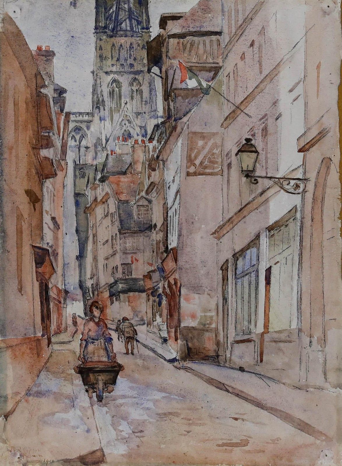 Arthur Paul Copson (1881 1916) 1910 Watercolour, Rouen Street Scene photo furniture
