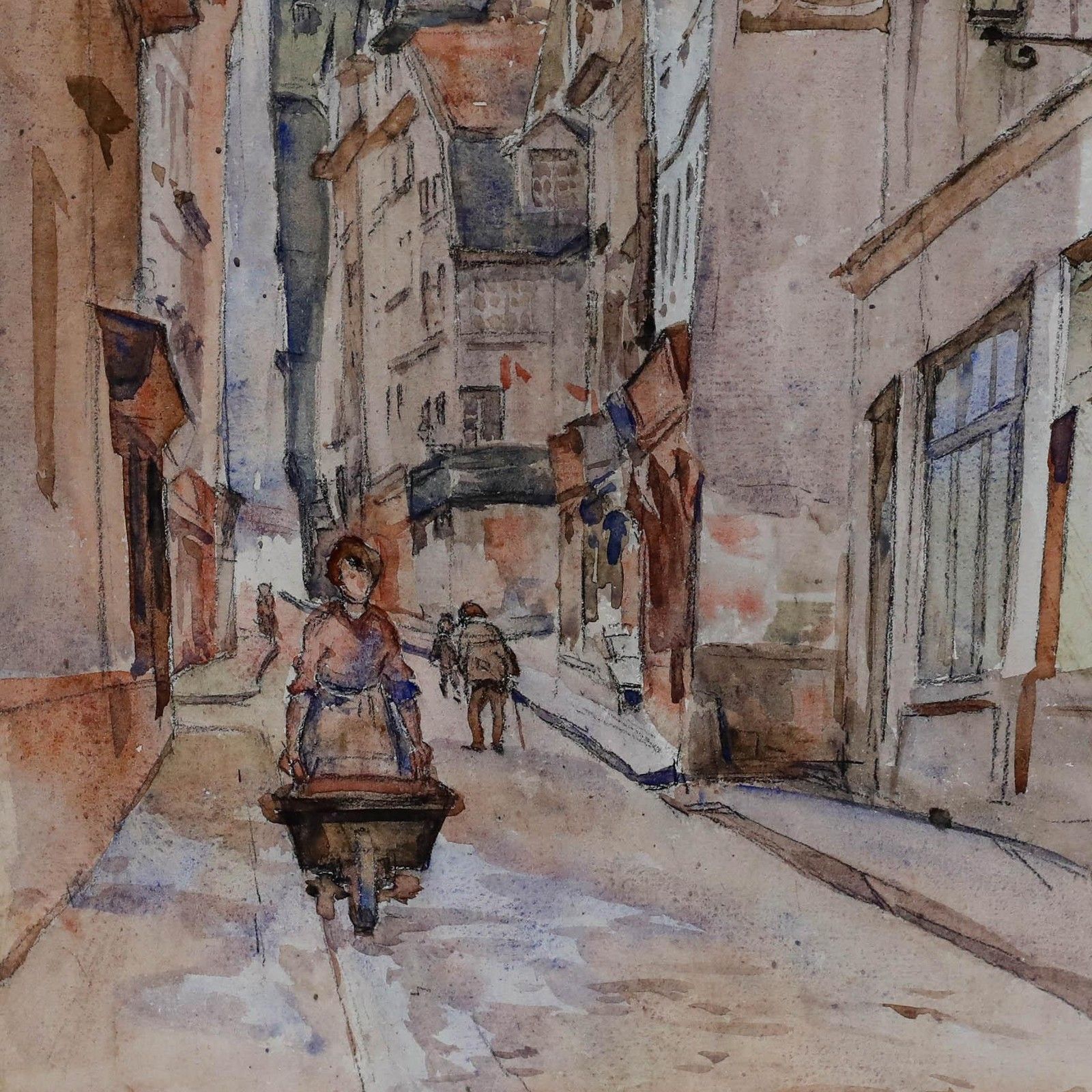 Arthur Paul Copson (1881 1916) 1910 Watercolour, Rouen Street Scene photo Art