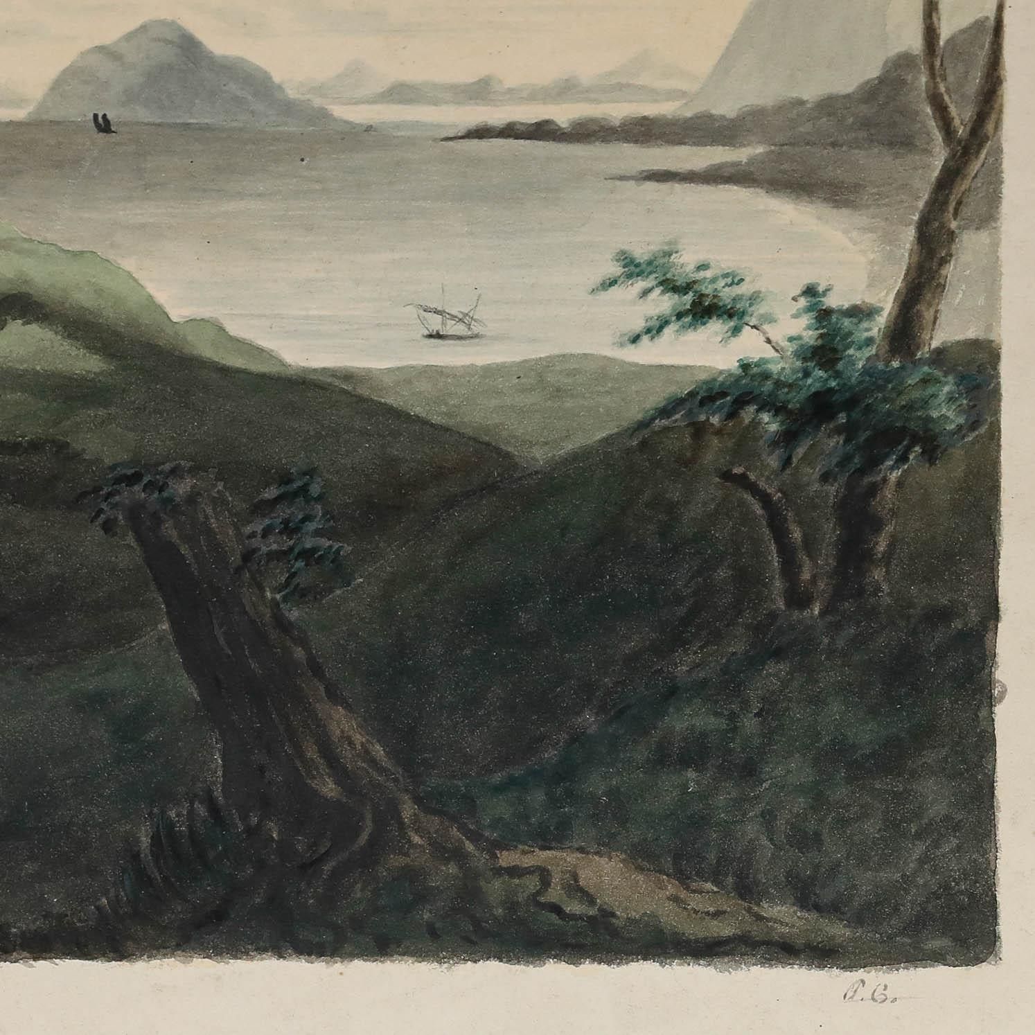 19th Century Watercolour A Ruined Temple By The Sea photo Art