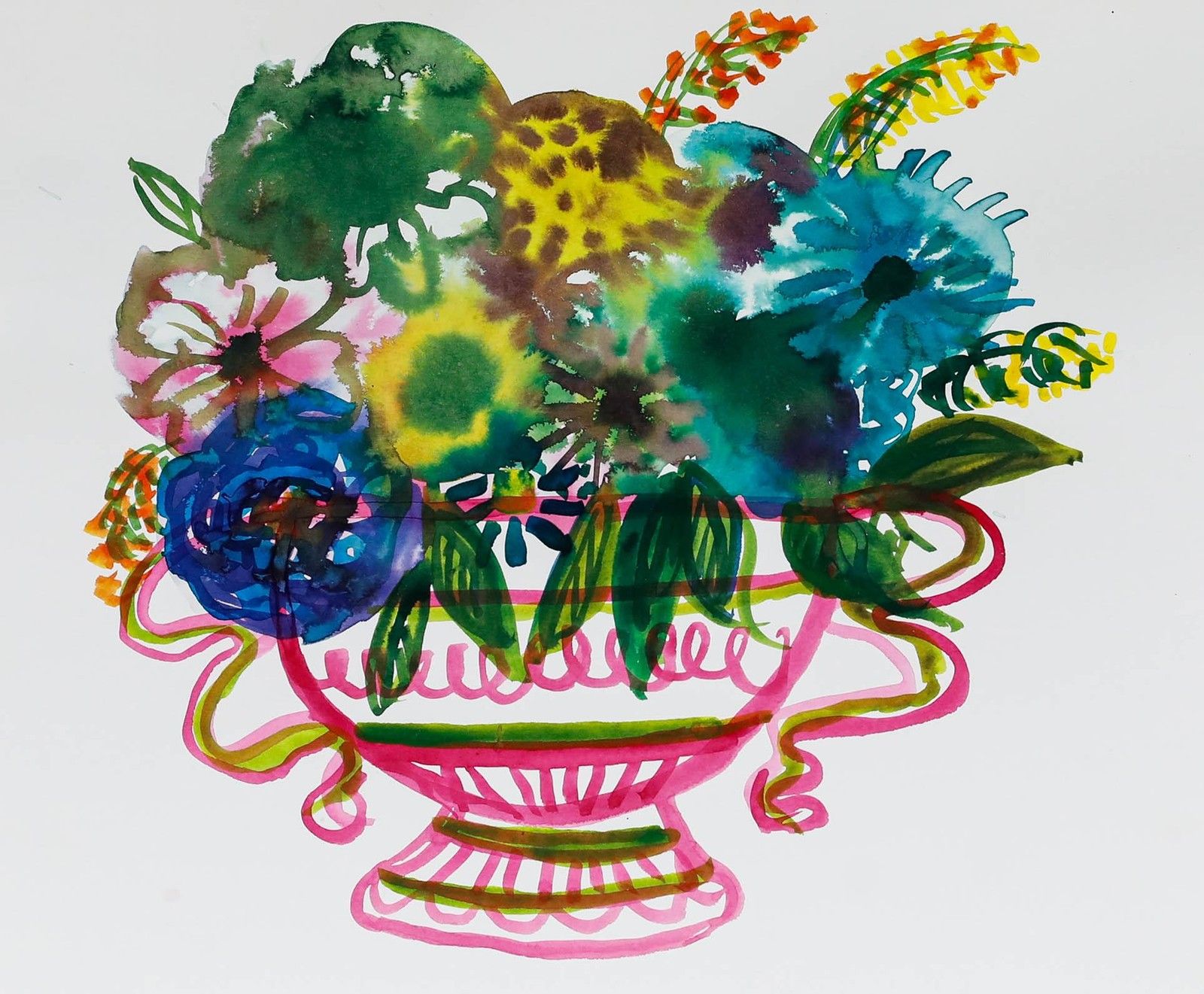 Jemma Jamie 2025 Watercolour, Bouquet In Pink And Blue