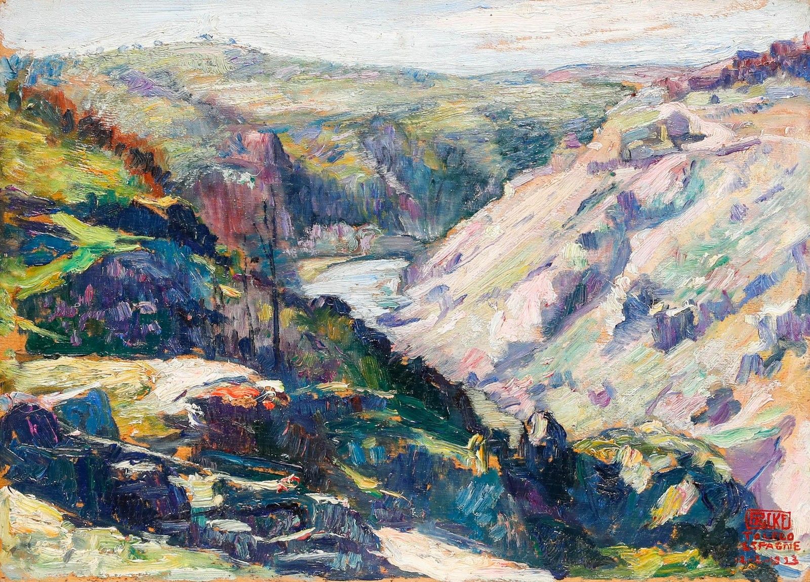 Francois Pycke (1890 1960) 1923 Oil, Gorge At The Foot Of Toledo photo furniture