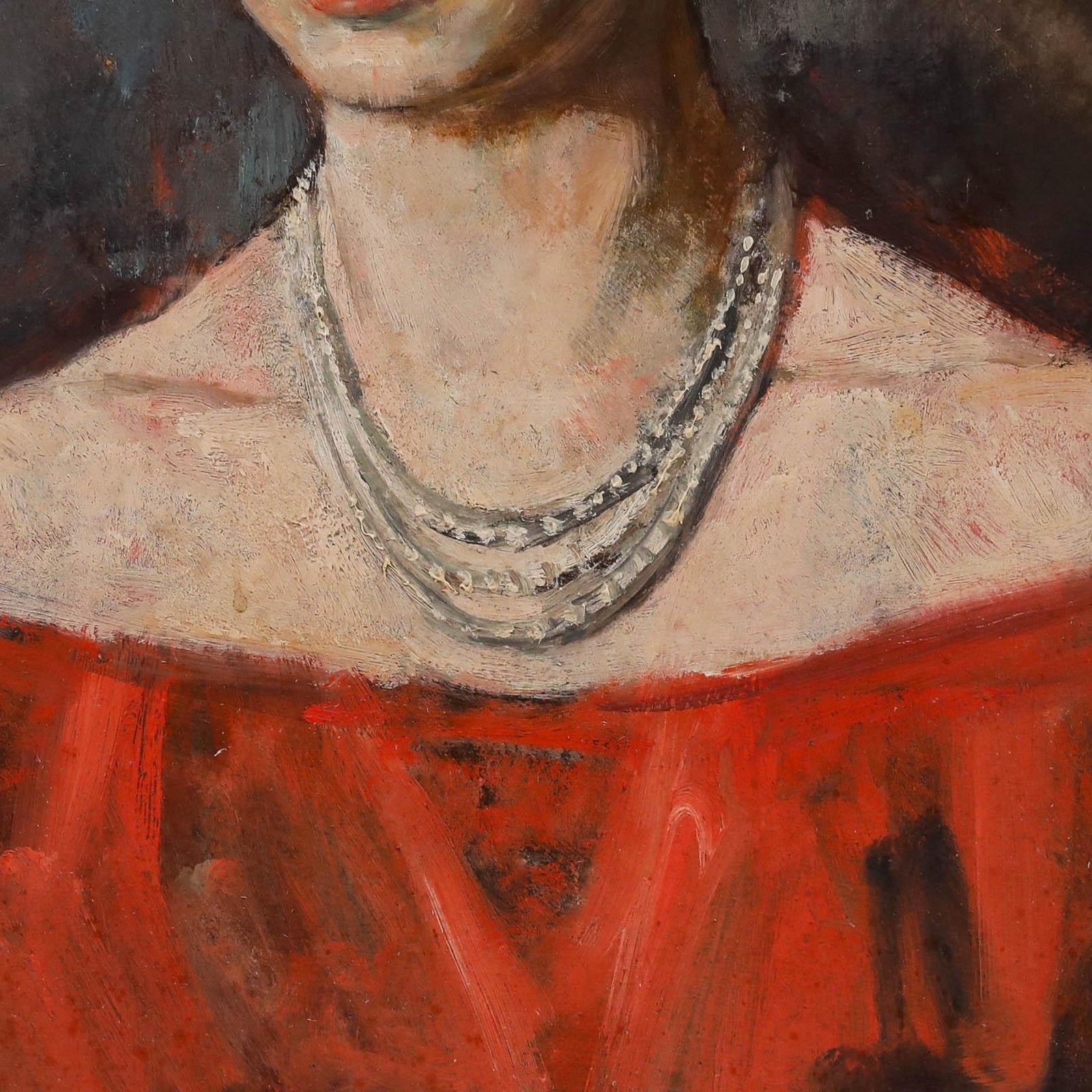 George Weissbort (1928 2013) 20th Century Oil, Lady In The Red Bardot photo 550.0
