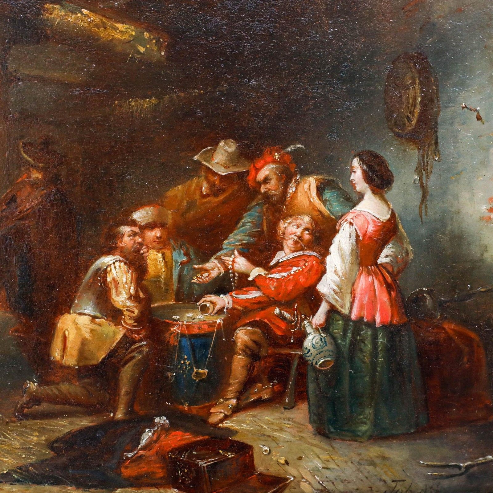 Johannes Anthonie Balthazar Strobel (1821 1905) Oil, The Lucky Dice photo Art