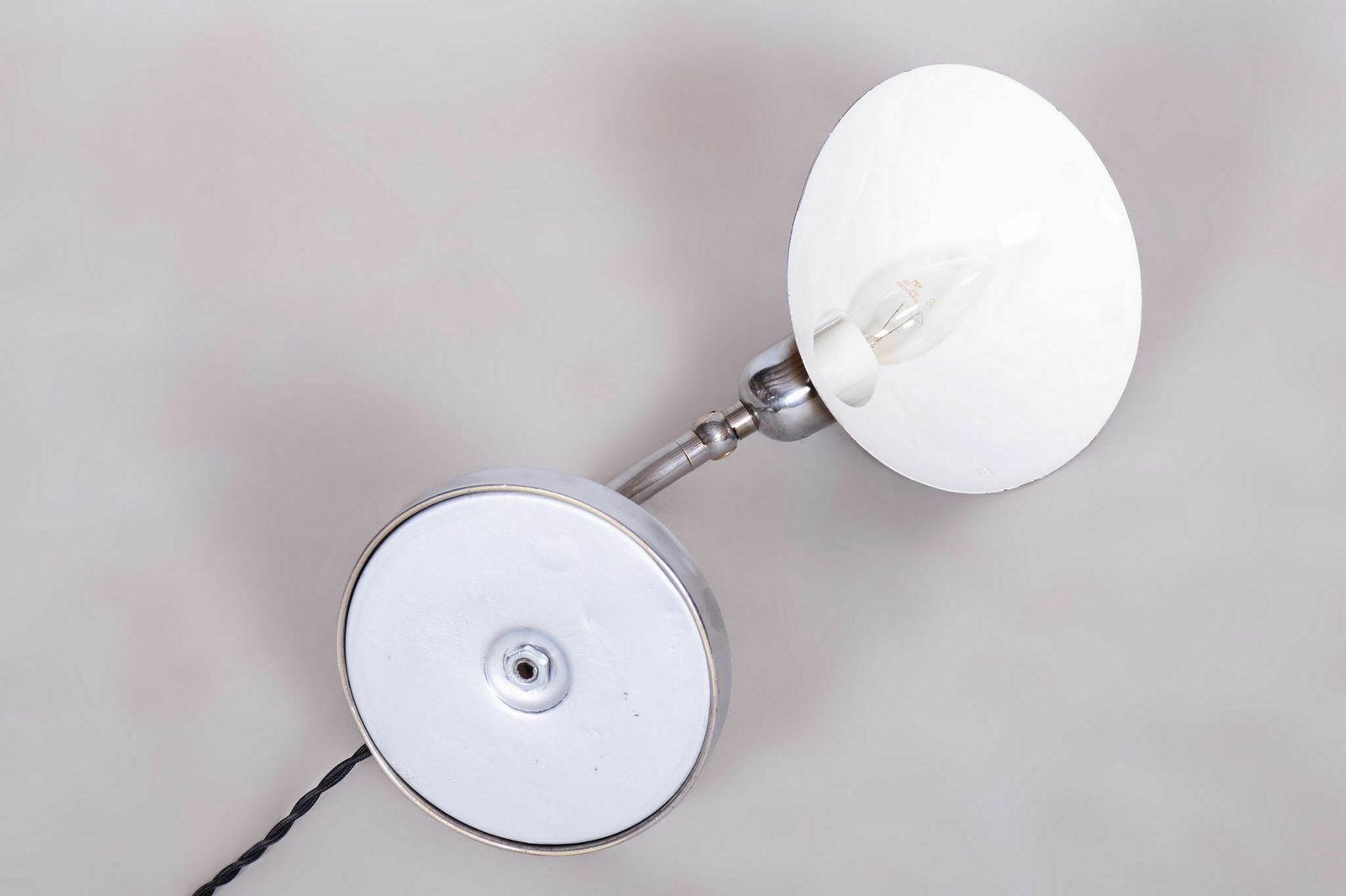 Restored Bauhaus Table Lamp, Franta Anyz, New Electrification, Chrome Plated Steel, Czechia, 1920s photo 650.0