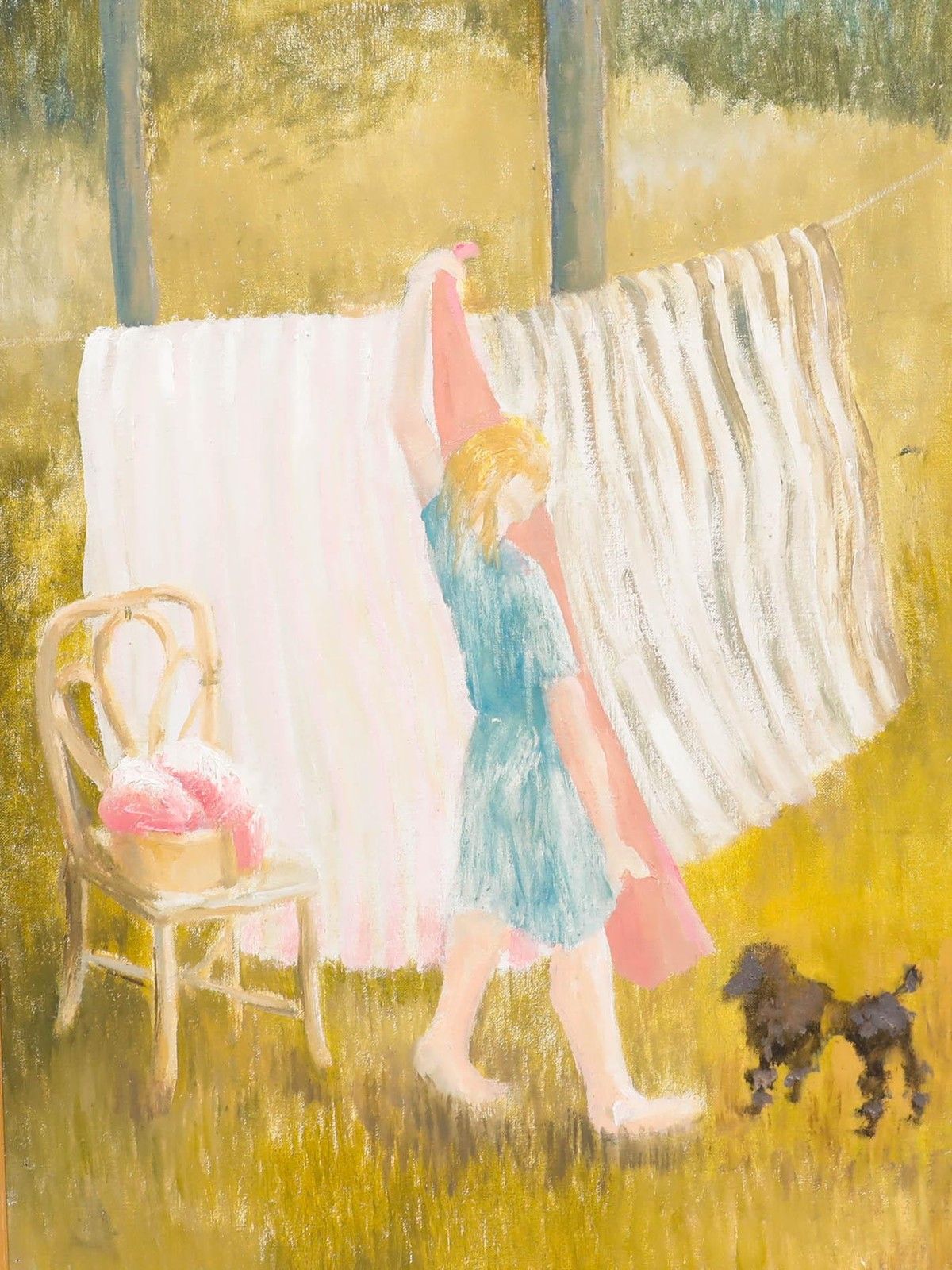 Olga Awty (1928 2014) Contemporary Oil, Washing Day photo furniture
