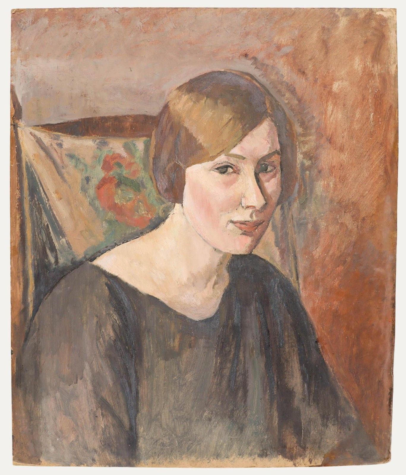 Cecile Hertz Eyrolles (1875 1974) Mid 20th Century Oil, A Shy Smile