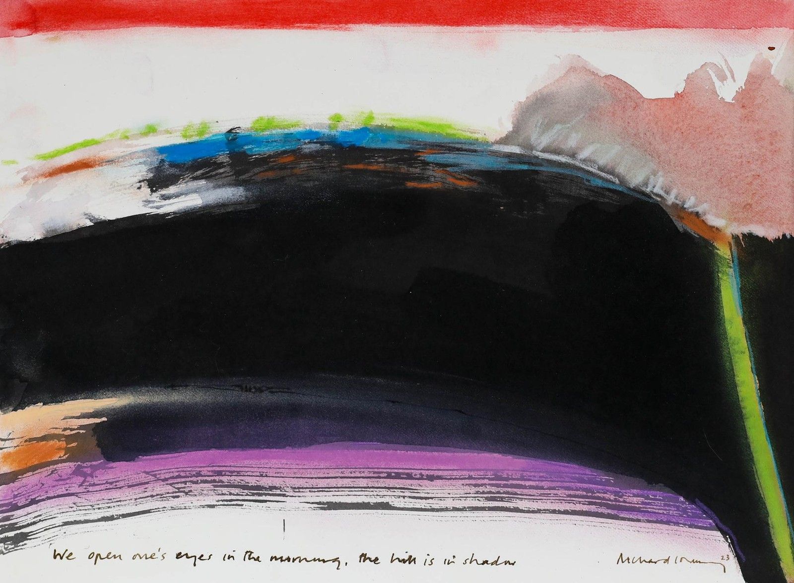Richard J.S. Young 2023 Watercolour, The Hill Is In Shadow photo furniture