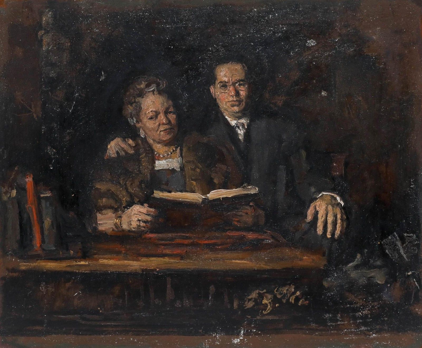 George Weissbort (1928 2013) 20th Century Oil, The Married Couple photo furniture