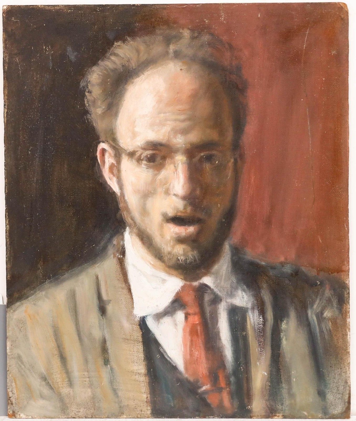 George Weissbort (1928 2013) 20th Century Oil, Surprised Self Portrait photo furniture