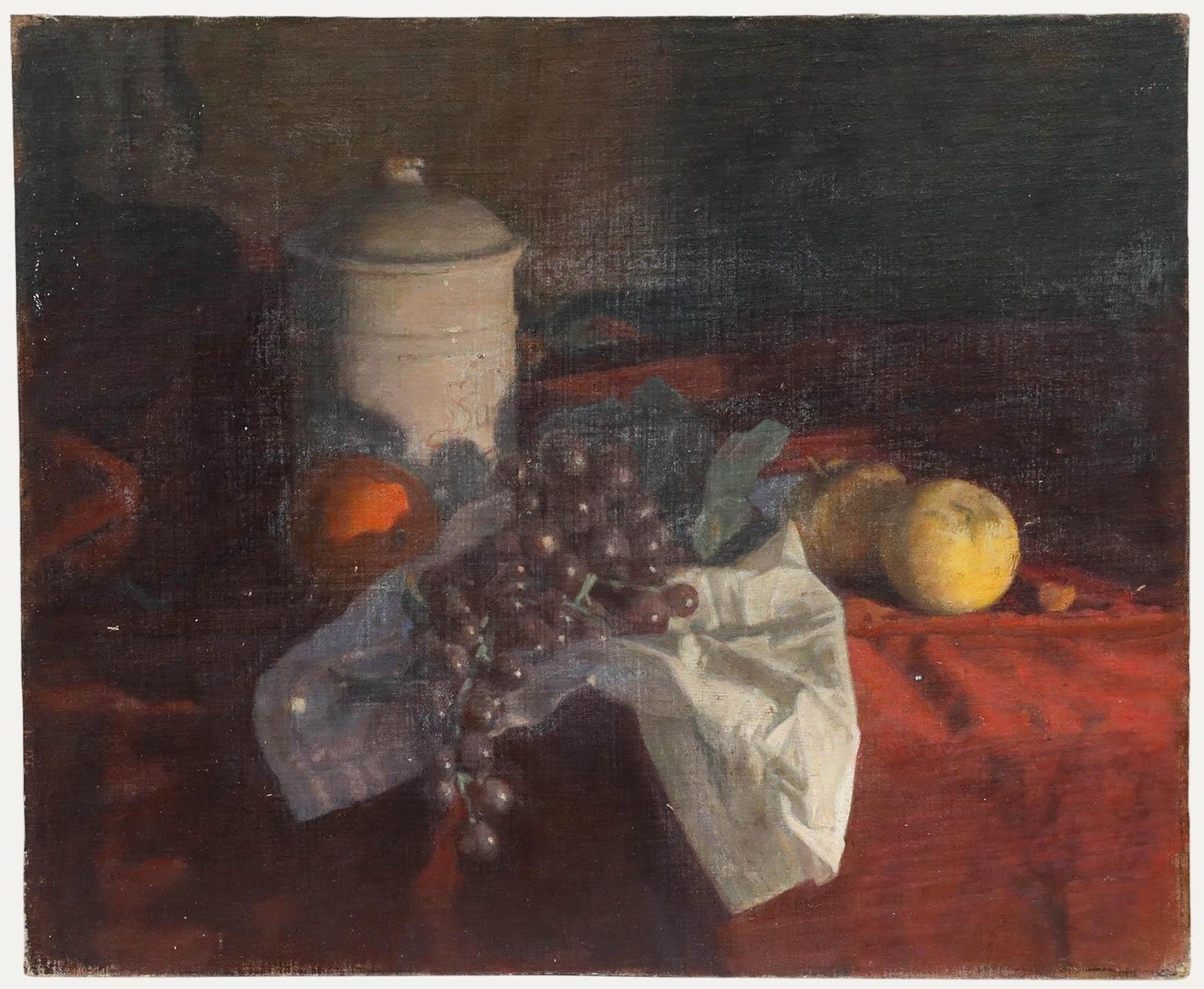 George Weissbort (1928 2013) 20th Century Oil, Grapes And Apples On Cloth