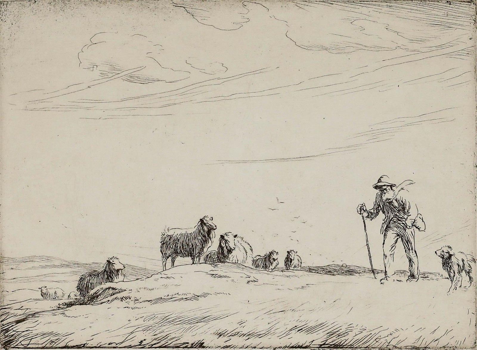 George Soper R.E. (1870 1942) 1925 Etching, A Herd In The Highlands photo furniture