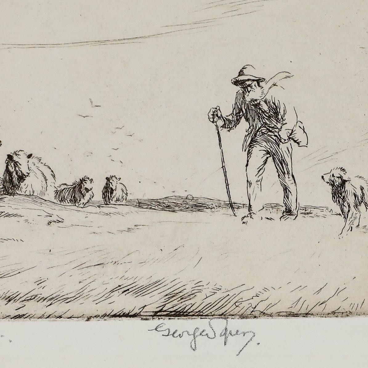 George Soper R.E. (1870 1942) 1925 Etching, A Herd In The Highlands photo 195.0