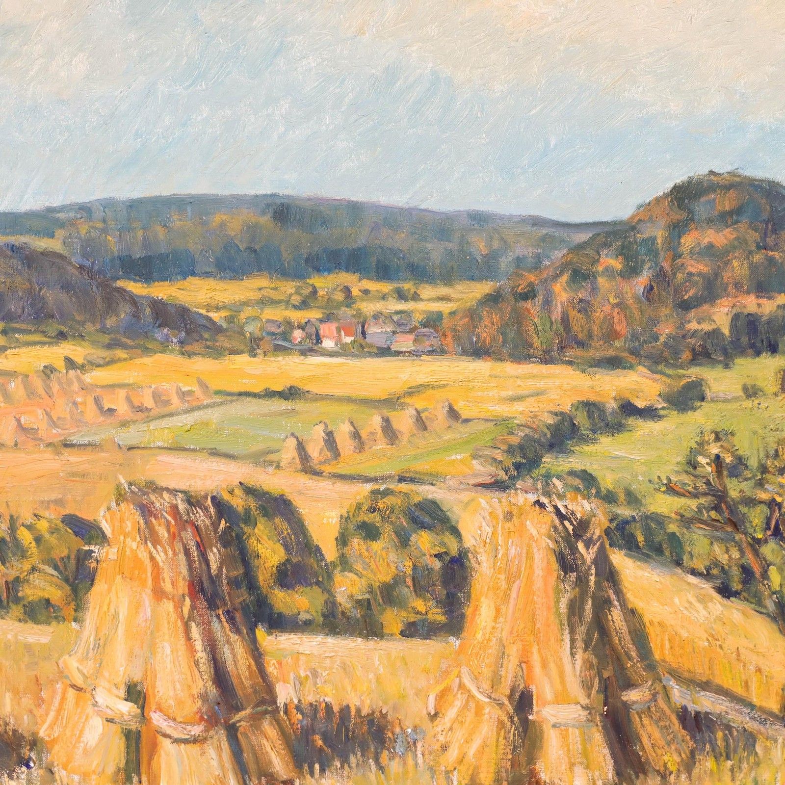 Berta Lenz German School 20th Century Oil, Harvest Landscape photo Art