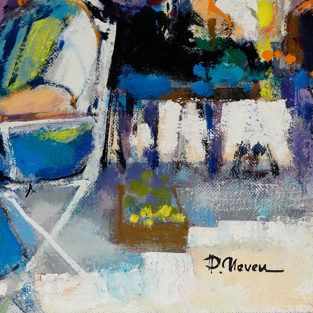 Pierre Neveu (B.1929) Contemporary Oil, La Sieste photo vinterior