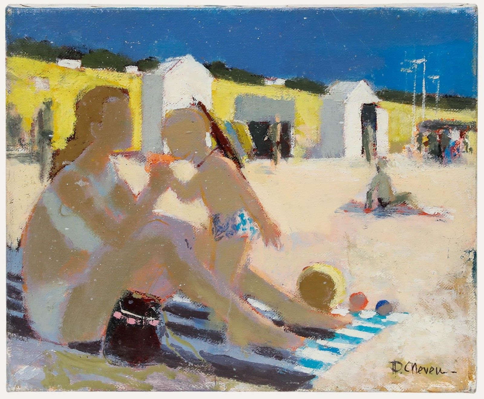 Pierre Neveu (B.1929) 20th Century Oil, On The Beach