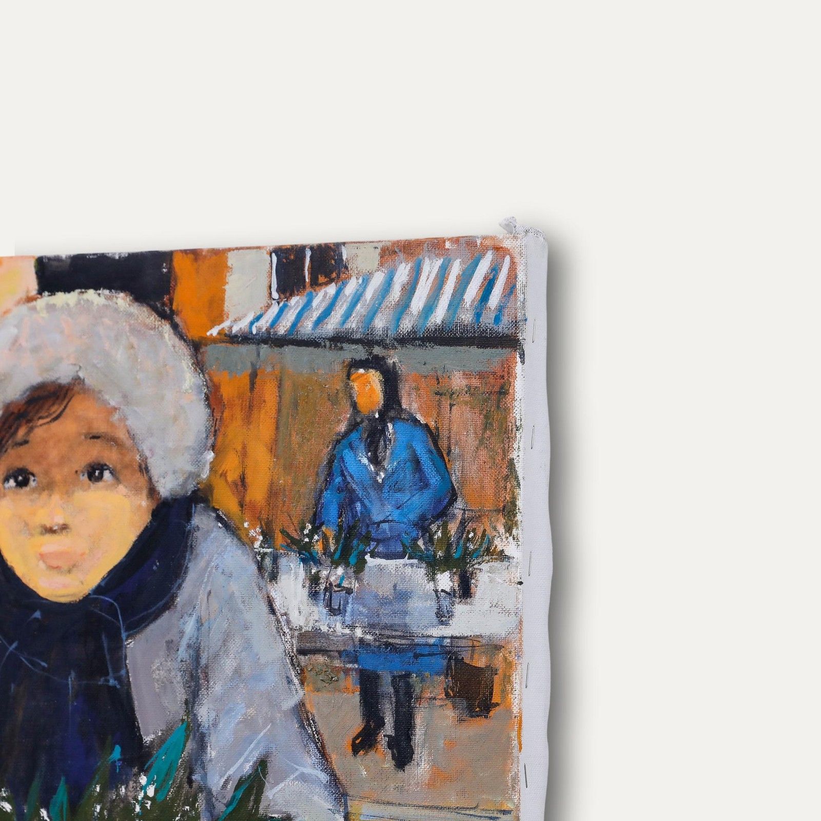 Pierre Neveu (B.1929) Contemporary Oil, Little Girl With Flowers photo vinterior