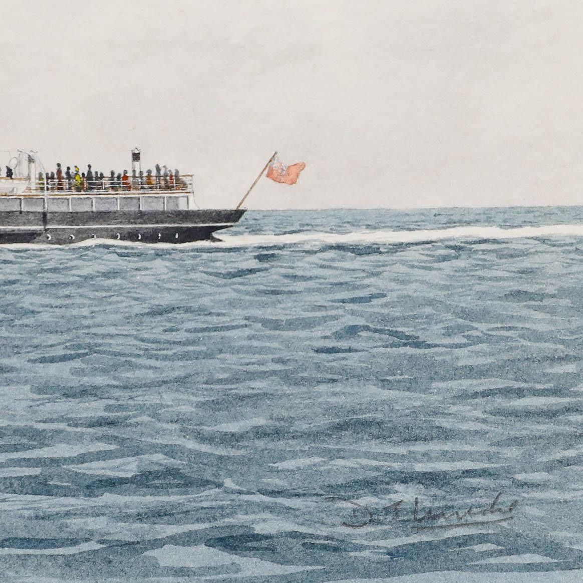 D.J. Lundie 20th Century Watercolour, Mauretania Ex Queen, 1902 photo vinterior