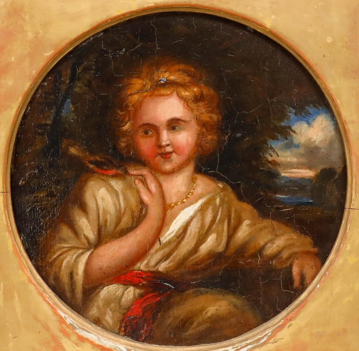 Early 19th Century Oil The Girl And The Robin photo furniture