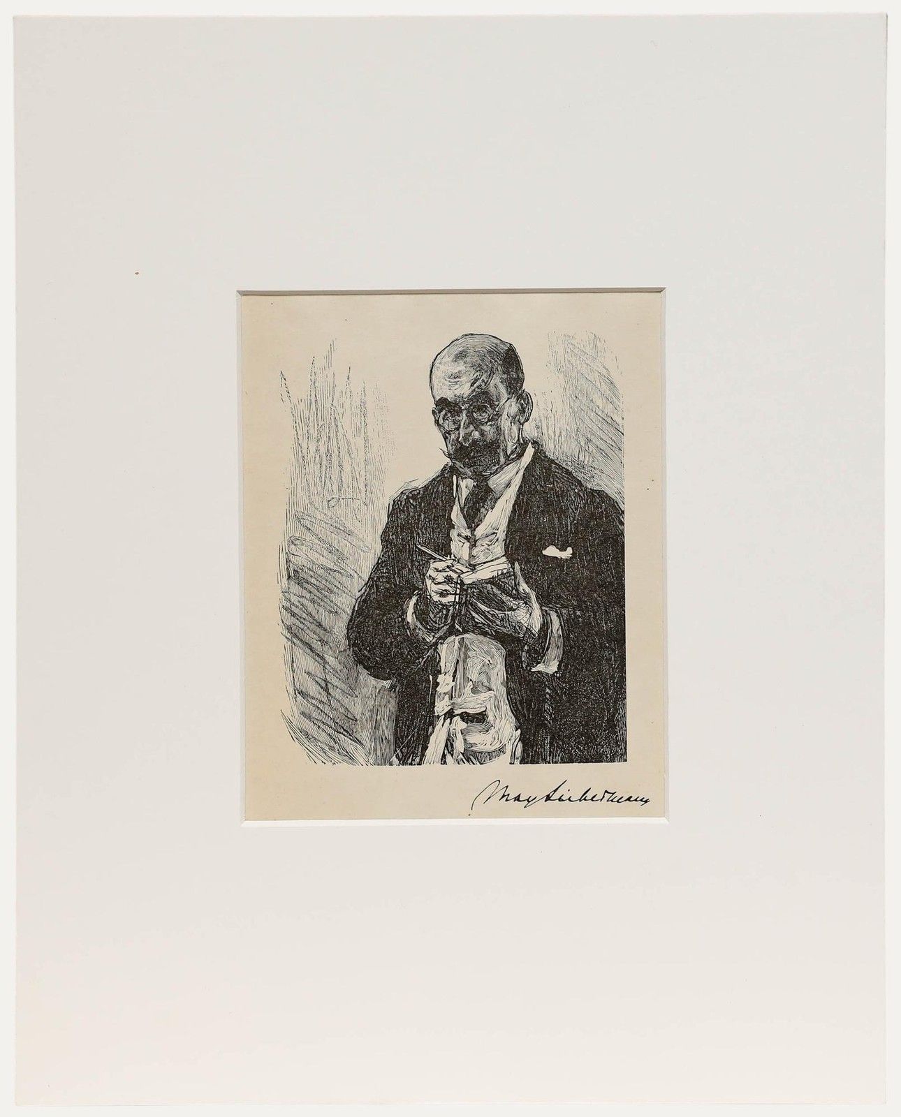 Max Liebermann (1847 1935) Mid 20th Century Lithograph, Self Portrait