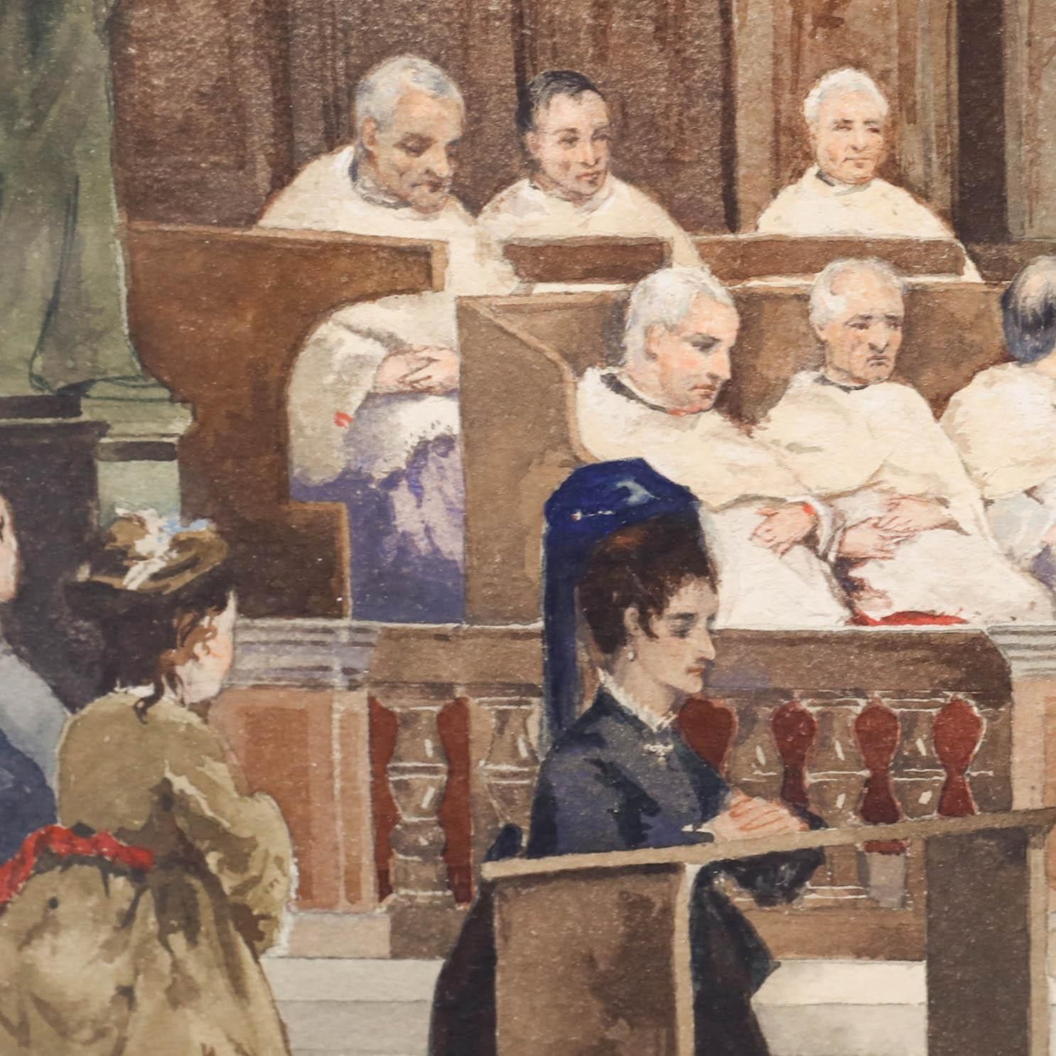 Hamilton Maxwell Rsw (1830 1923) Late 19th Century Watercolour, Sunday Prayers photo Art