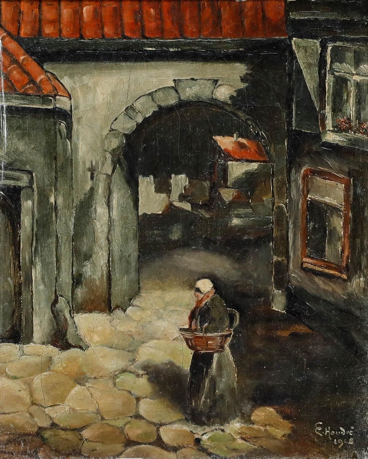 E. Houdre 1940 Oil, The Early Bird photo furniture