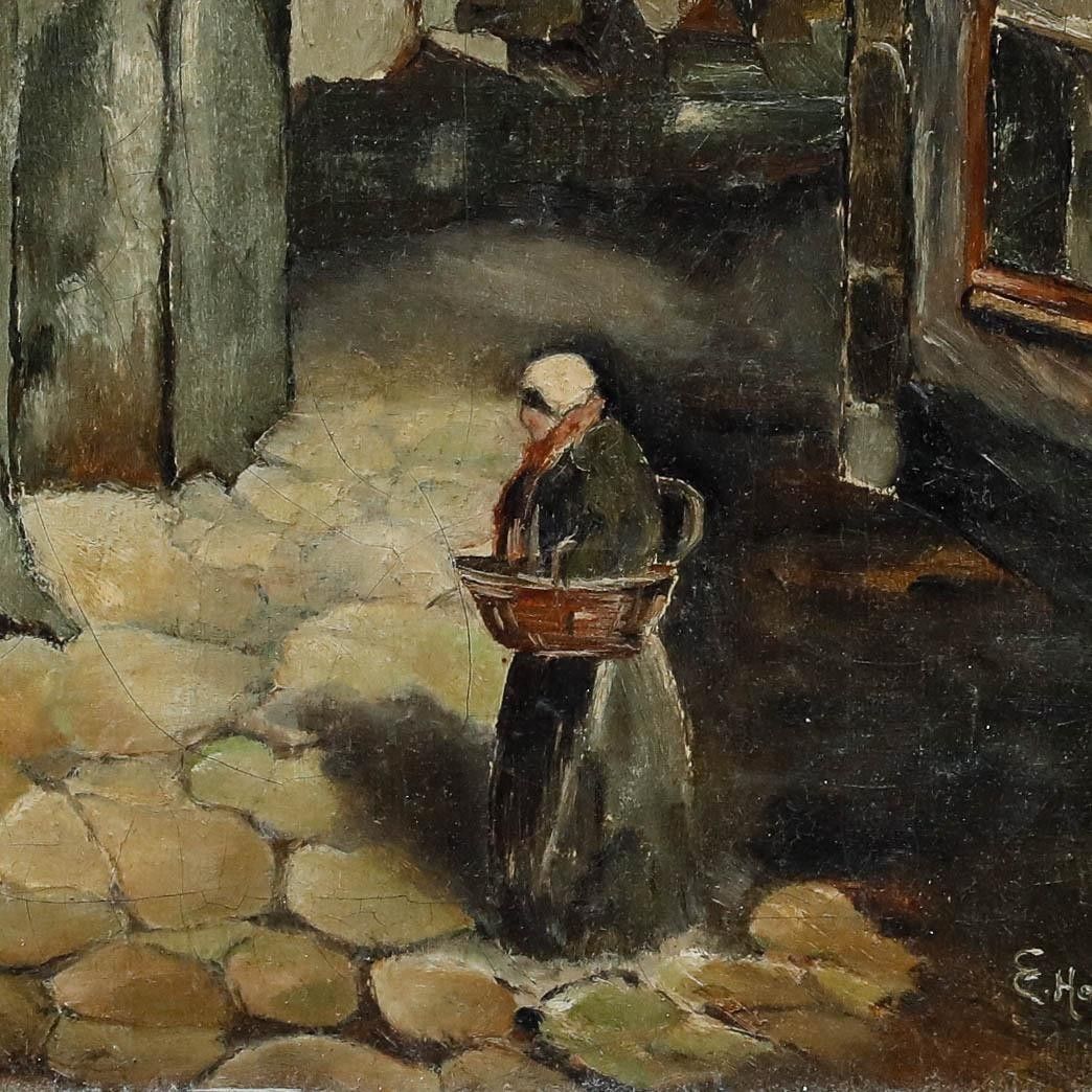 E. Houdre 1940 Oil, The Early Bird photo Art