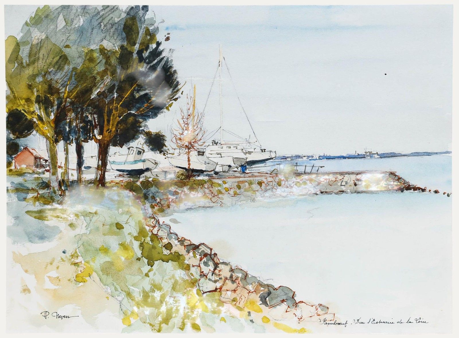 Pierre Neveu (B.1929) Contemporary Watercolour, Paimboeuf
