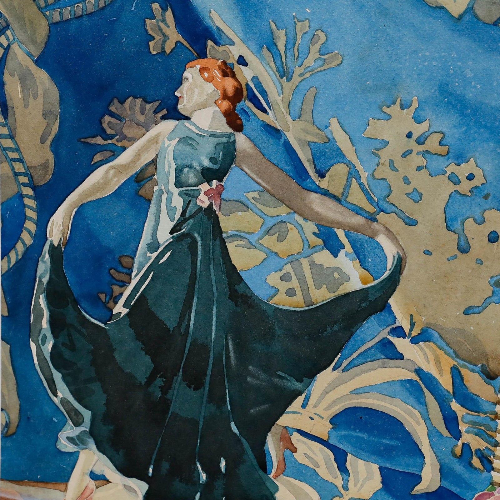 Hugh Adair Lynch Early 20th Century Watercolour, Still Life Of A Figurine photo for sale