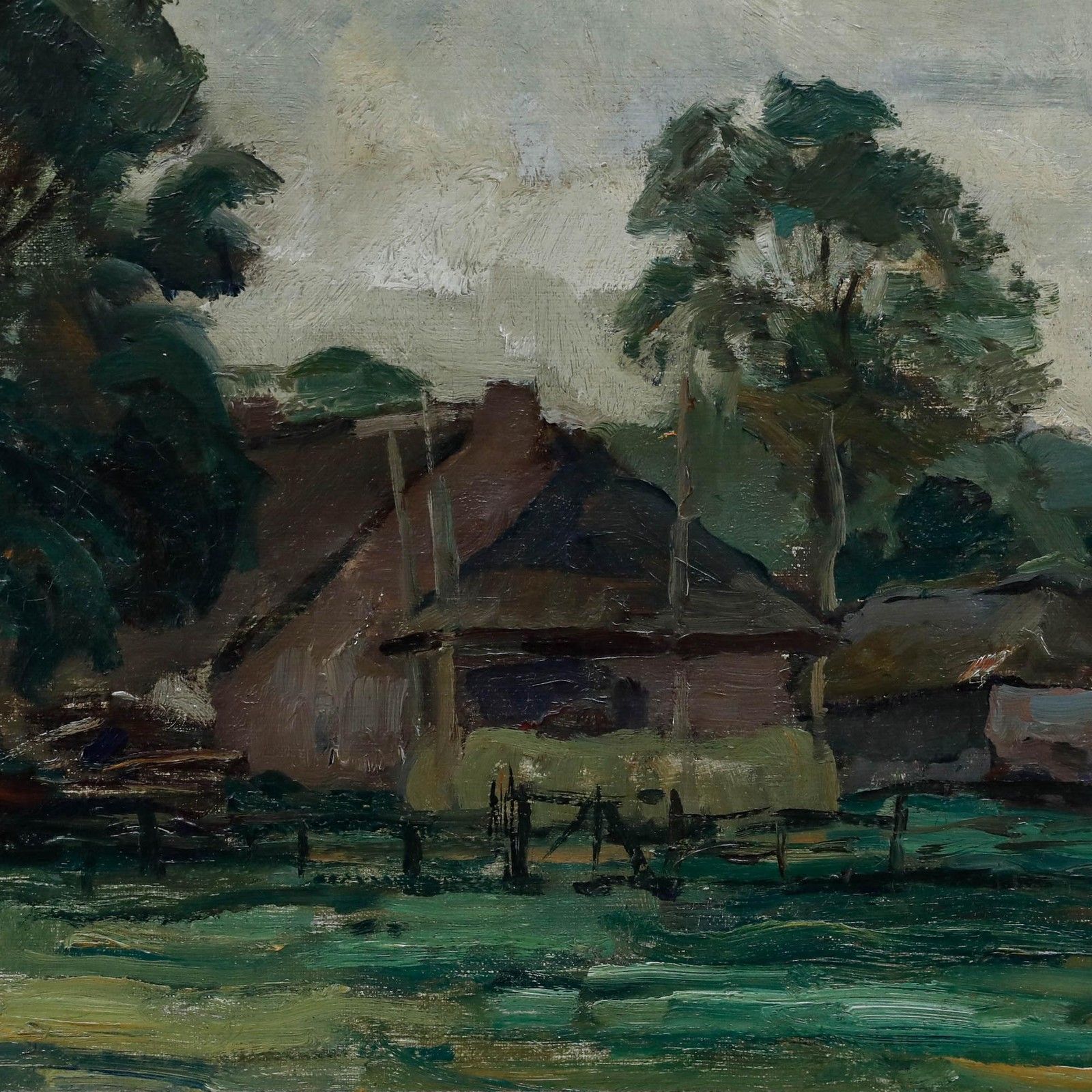 David Schulman (1881 1966)  Early 20th Century Oil, Farm Near Blaricum photo Art