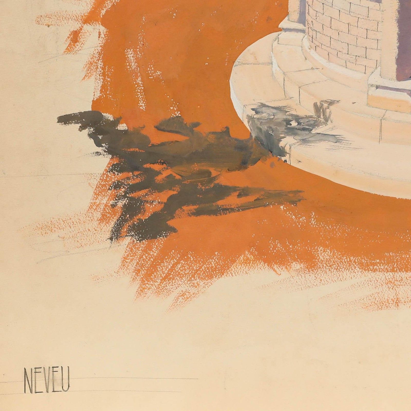 Pierre Neveu (B.1929) Mid 20th Century Gouache, The Well photo 250.0