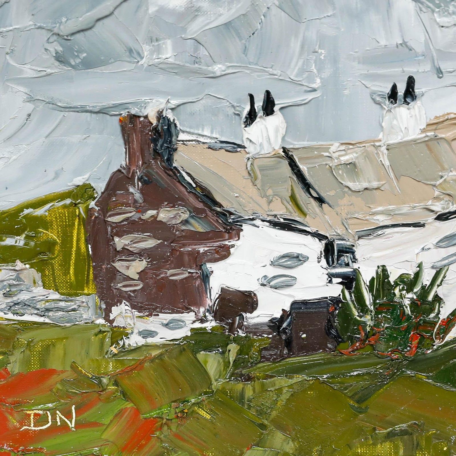 Daniel Nichols After Kyffin Williams Contemporary Oil, Whitewashed Cottages photo 195.0
