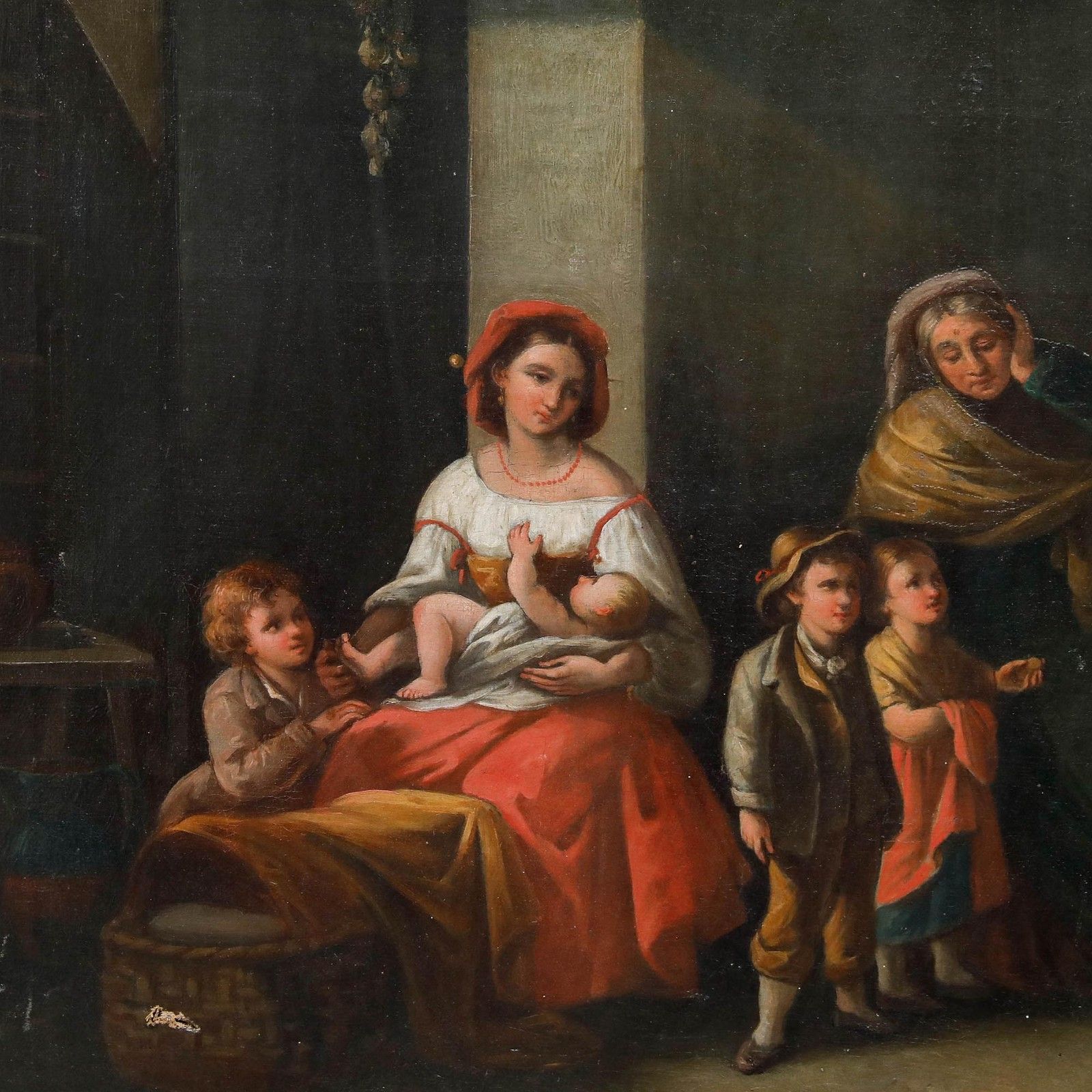 De Maria For Restoration 19th Century Oil, Family Portrait photo 450.0