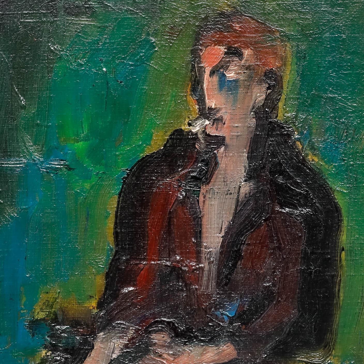 Madeleine Flaschner (1933 2022) Mid 20th Century Oil, The Bear Tamer, Medrano photo 550.0