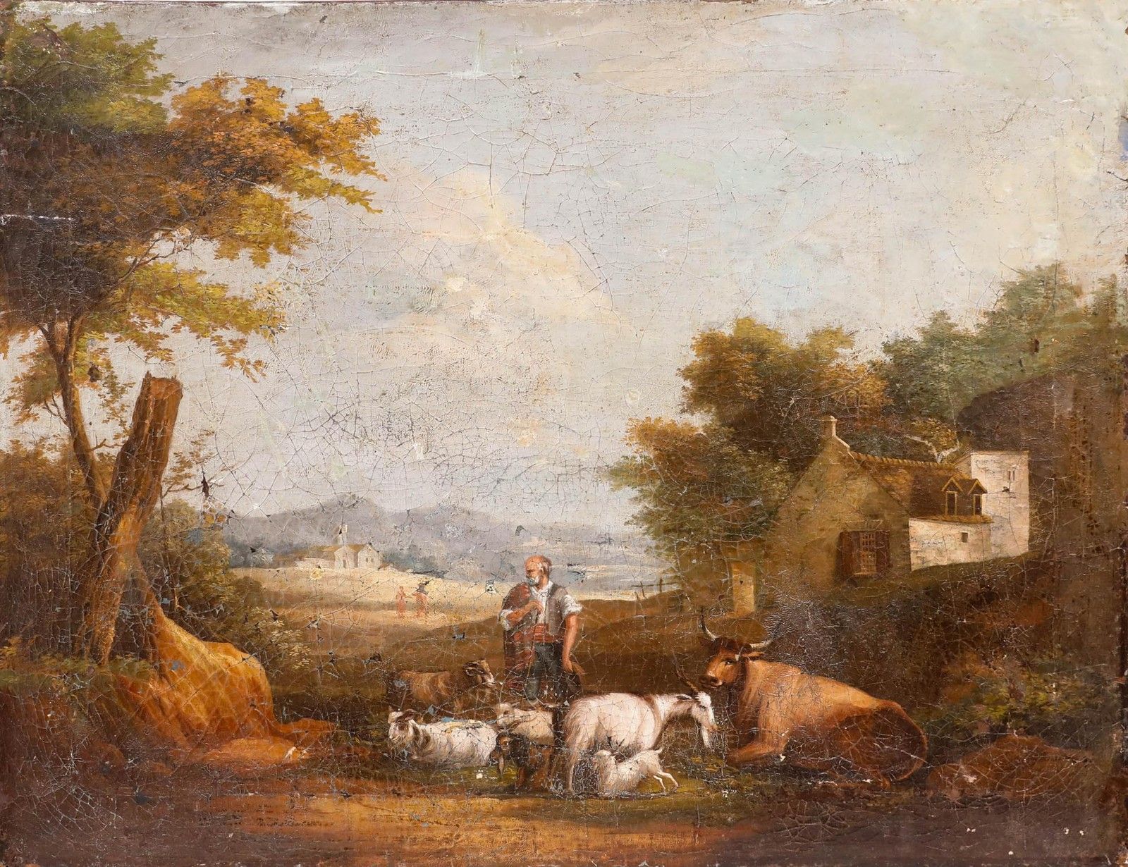For  Restoration French School 19th Century Oil The Shepherd photo furniture