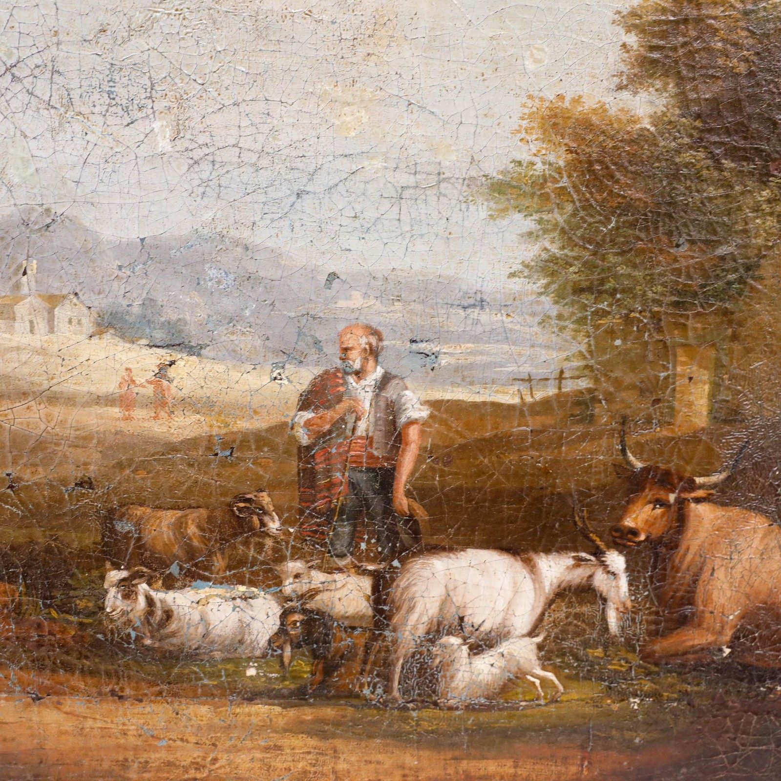 For  Restoration French School 19th Century Oil The Shepherd photo Art