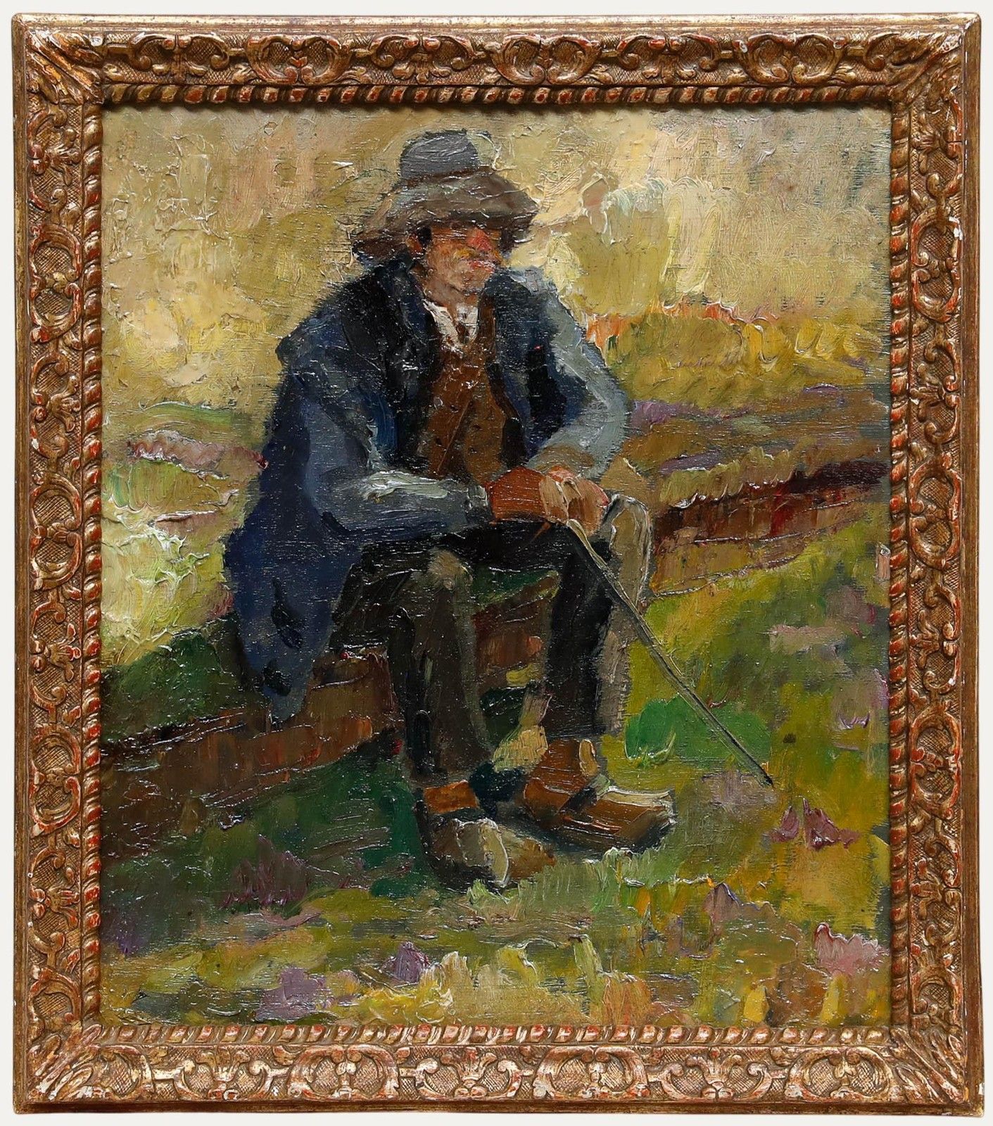 French School Early 20th Century Oil Ramblers' Resting Spot