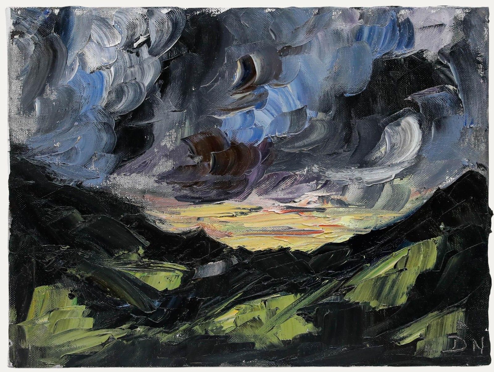 Daniel Nichols Contemporary Oil, Mountain Sunset, North Wales