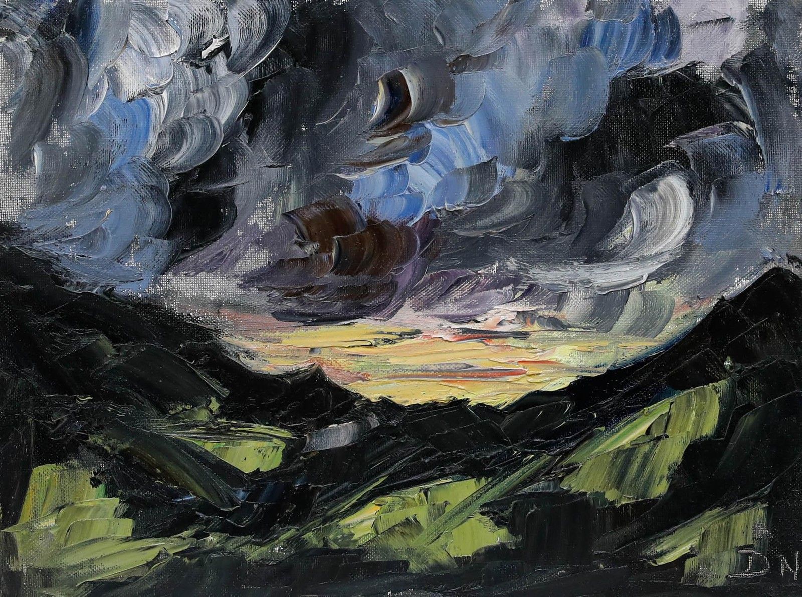 Daniel Nichols Contemporary Oil, Mountain Sunset, North Wales photo furniture