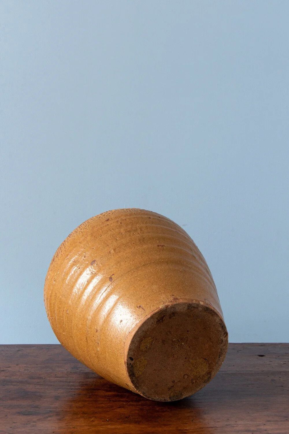 French Carved Stoneware Vase Table Lamp, Midcentury photo vintage