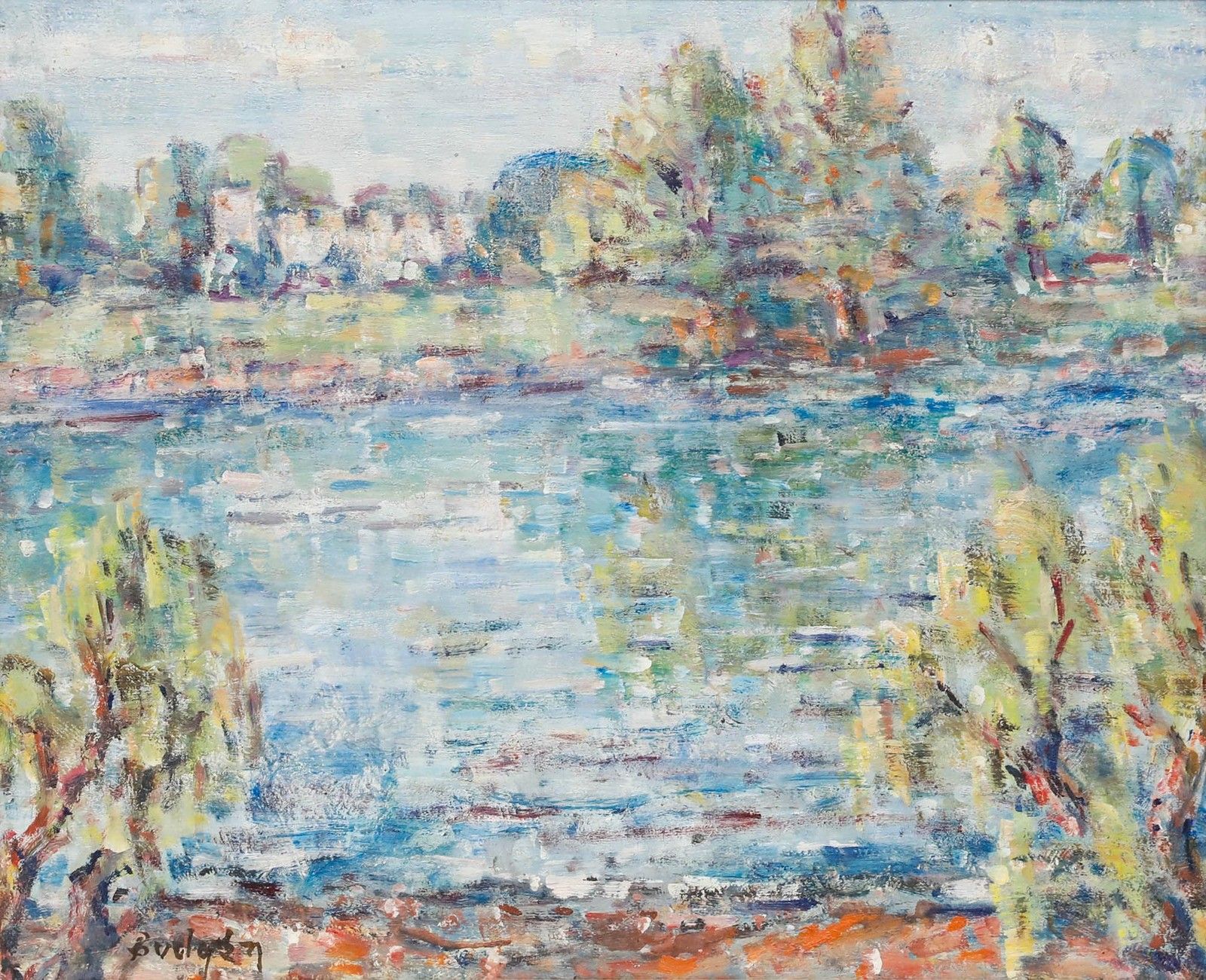 Frank Budgen (1882 1971) Framed Mid 20th Century Oil, Syon House On The Thames photo furniture