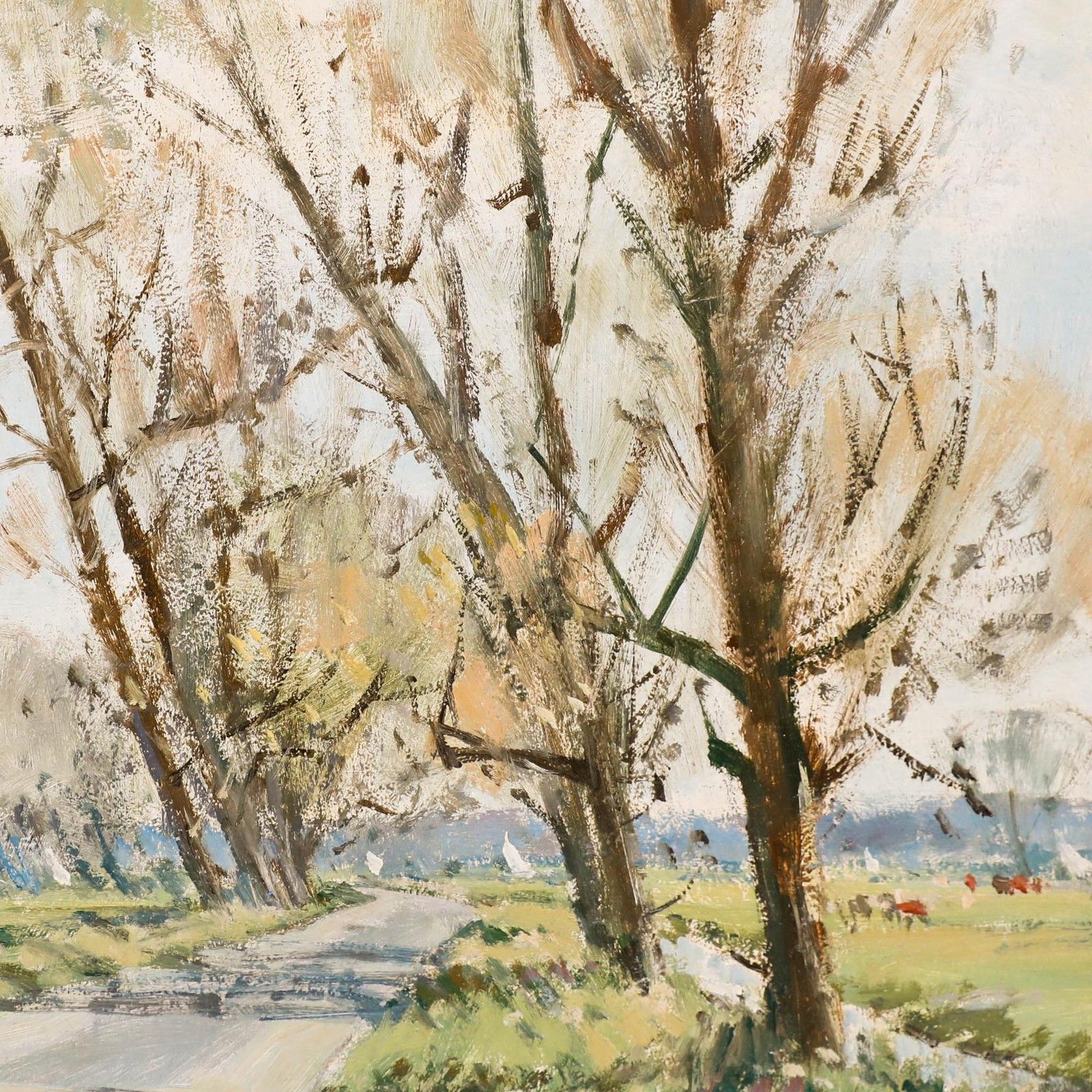 Owen Waters (1916 2004) 1962 Oil, Yachts Seen Through Trees photo Art