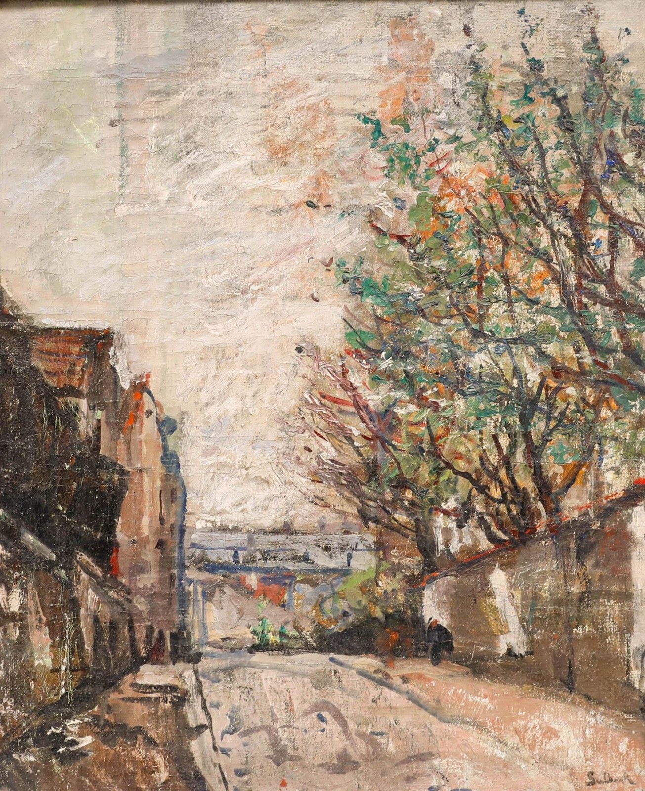Herand Gulbenkian (1880 1968) Mid 20th Century Oil, The Tree Lined Street photo furniture