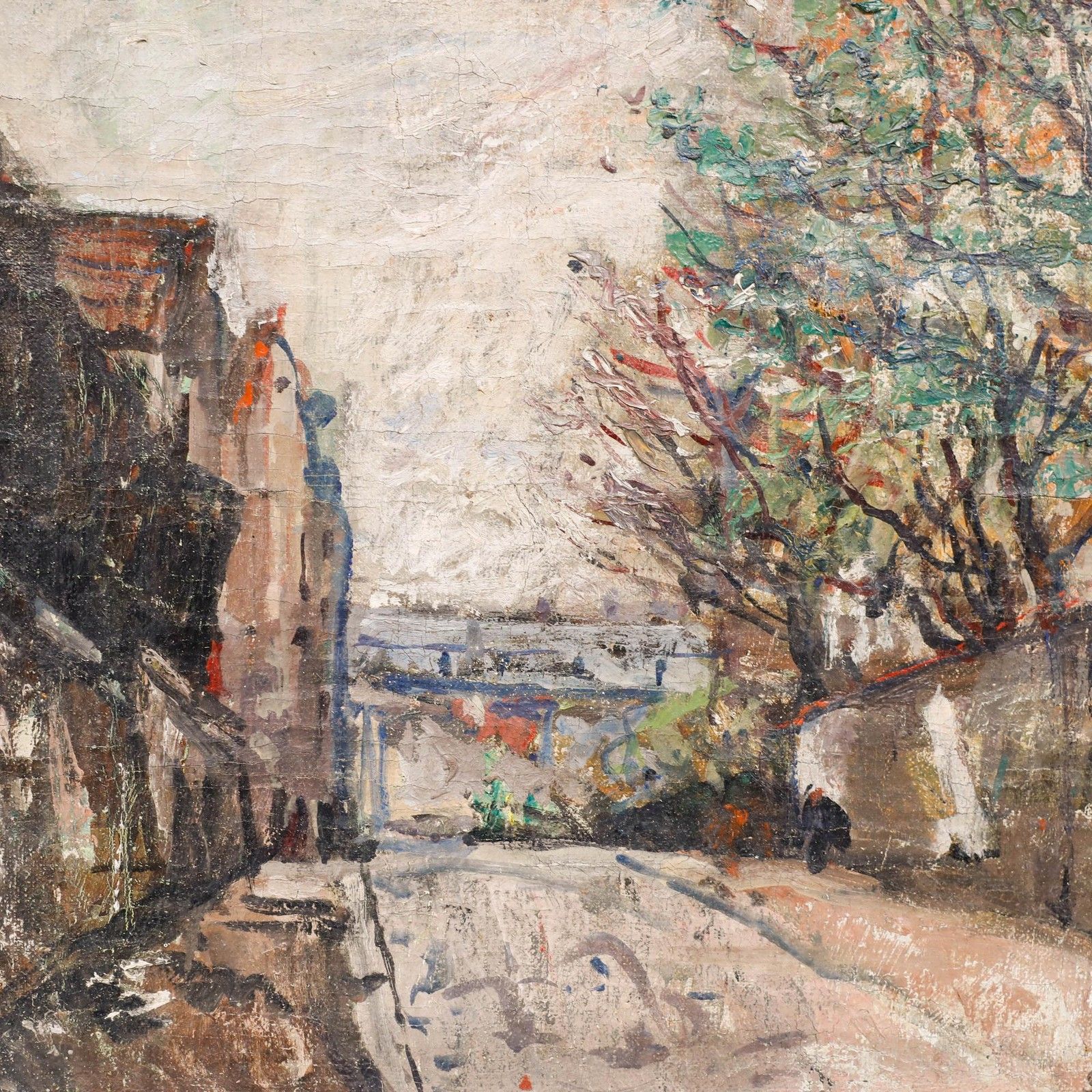 Herand Gulbenkian (1880 1968) Mid 20th Century Oil, The Tree Lined Street photo Art