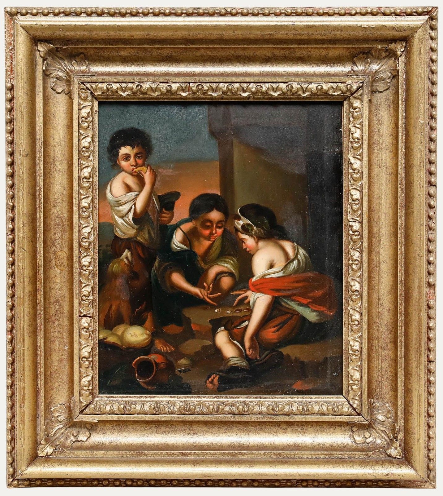 After Bartolomé Esteban Murillo (1617–1682) Oil, Beggar Boys Playing Dice