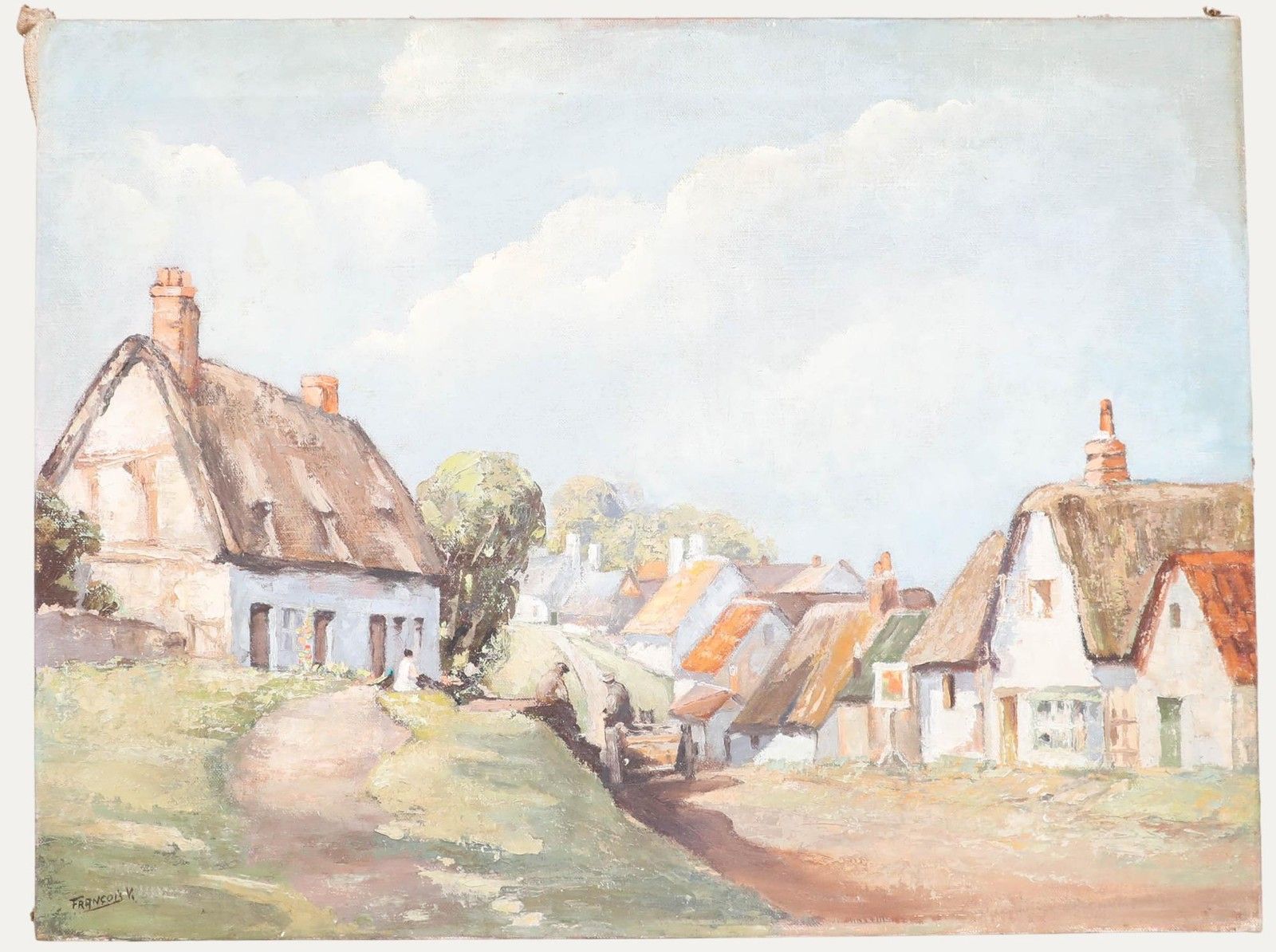 Francois  Early 20th Century Oil, The Village In Summer