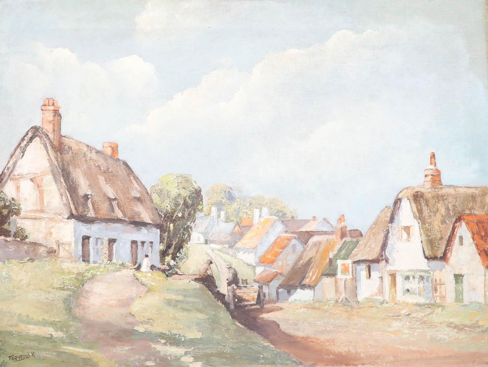 Francois  Early 20th Century Oil, The Village In Summer photo furniture