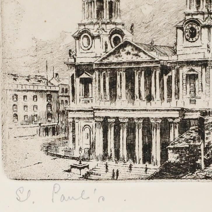 Bruce Irving Early 20th Century Etching, St Paul's photo for sale